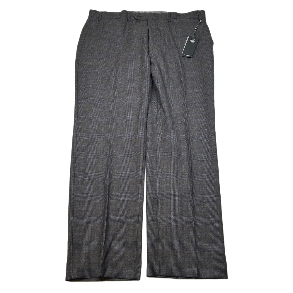 Michael‎ Kors Malone Dress Pants Mens 38x30 Brown Blue Plaid Stretch Wool NEW